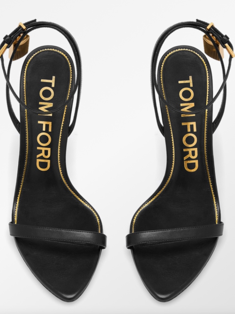 TOM FORD SHINY LEATHER PADLOCK POINTY NAKED SANDAL Size 38.5True US size 8. - Picture 3 of 15